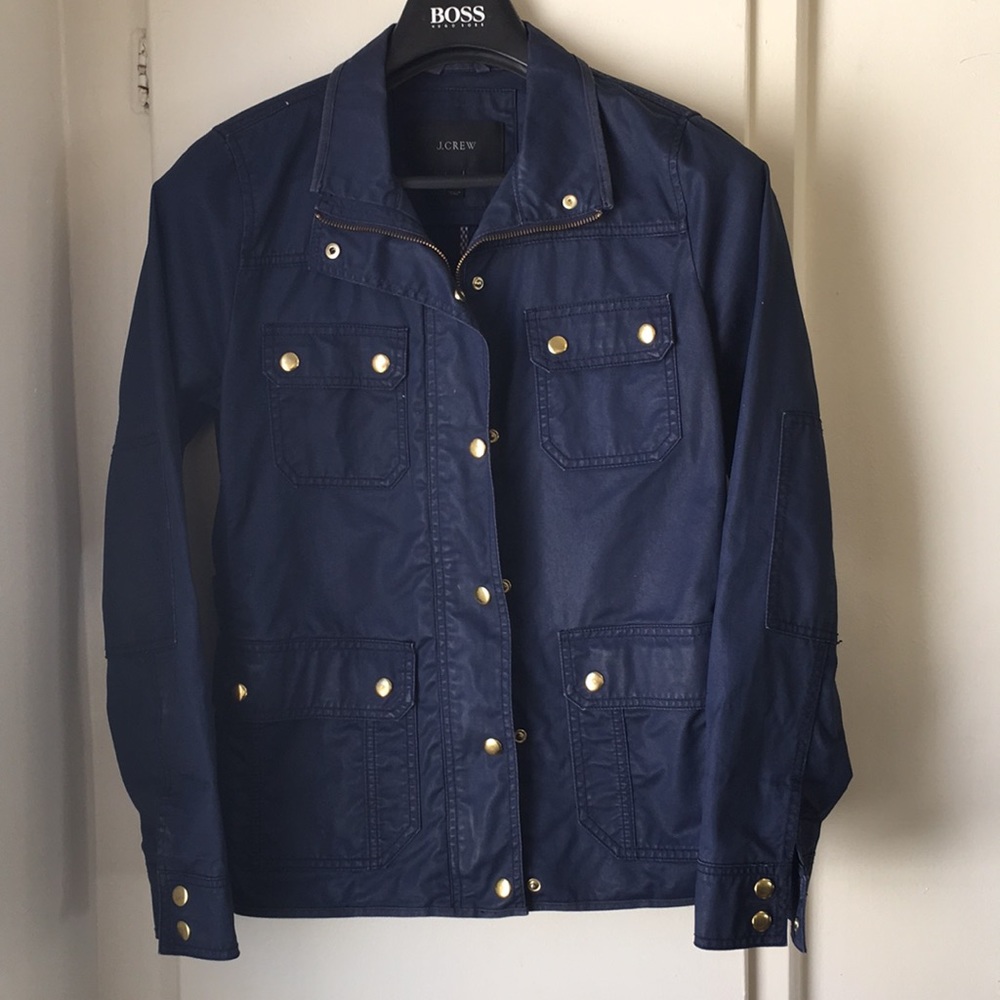 J. Crew Navy Utility Jacket with Gold Accents